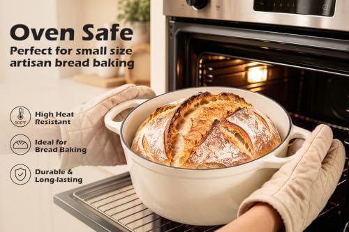 Leonyo 4-Quart Enameled Cast Iron Dutch Oven Pot with Lid, Light Sandalwood - Image 6