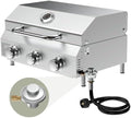 Bestfire 3-Burner Tabletop Propane Gas Grill with Dual Connections, 30,000 BTU Portable Propane Grill Fits Large Cylinders & Small Canisters, Knobs, Compact Design for Camping, RV, BBQ by GrillsOutdoorCooking