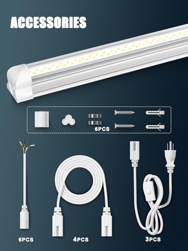 ELEKICO Super Bright 50w 7200lm 5000k V Shape 4ft Led Shop Lights for Workshop 4ft, 4' Linkable 4 Foot Led Shop Lights with Plug in Power Cable On/Off Switch for Garage Basement Warehouse - Image 6