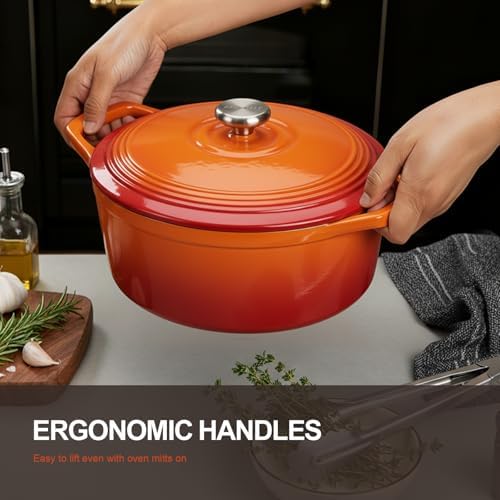 Overmont Enameled Cast Iron Dutch Oven - 5.5QT Pot with Lid Cookbook - Image 3