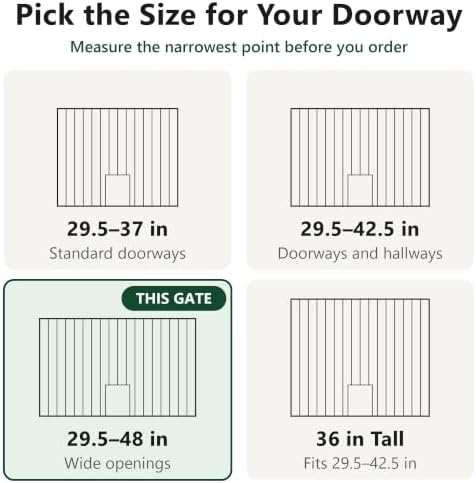 Extra Wide Dog Gate with Adjustable Cat Door, 29.5-48 in,White - Image 2