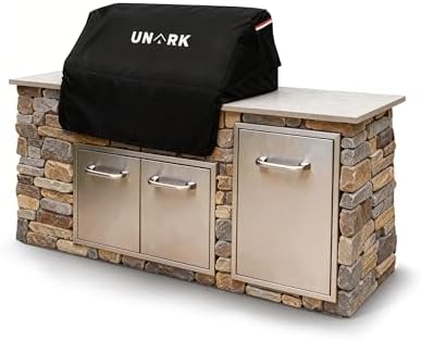 Built-in Grill Cover for Outdoor Grill, 36-Inch Heavy Duty Waterproof Island BBQ Grill Top Cover with Plush Lining, Built-in BBQ Grill Cover, All-Weather Protection BBQ Covers for Outside, Black by UNARK