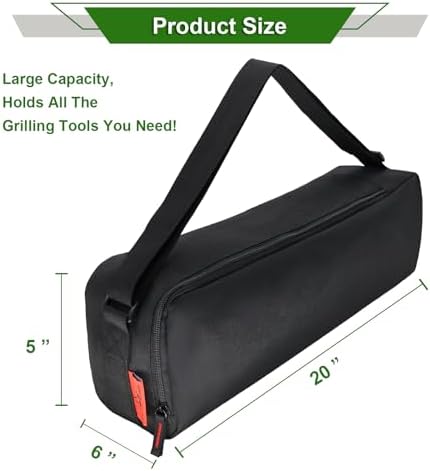 Grill Tool Organizer, BBQ Tool Storage Bag - 20" Heavy-Duty Storage Bag Waterproof 600D Oxford, Folding Design Gift for Camping, Tailgates, Outdoor BBQ Parties (20" Lx6 Wx5 H) - Image 2