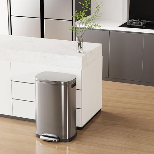 ELPHECO Kitchen Trash Can with Lid 13 Gal Stainless Steel Pedal Garbage Can - Image 2