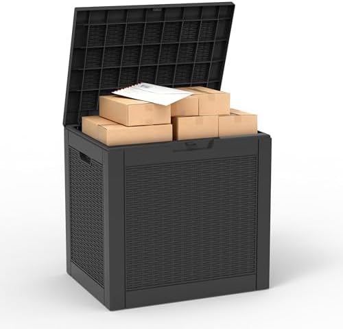 PatioZen 35 Gallon Package Delivery Boxes for Outside, Lokable Secure Resin Package Delivery Box with Lid, Weatherproof and Anti-Theft Storage for Outdoor Front Door, Porch, Curbside, House (Black) by OutdoorLivingPerfected