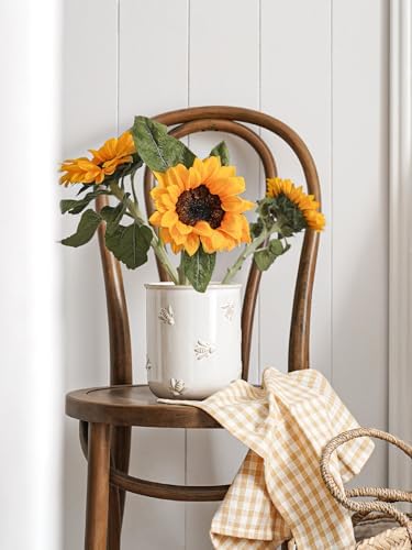 LE TAUCI Utensil Holder for Counter, 6.9" Ceramic Kitchen Utensil Crock,Bee - Image 6