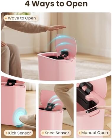 Cesun 5 Gallon Automatic Bathroom Trash Can with Lid, Pink, Touchless - Image 2