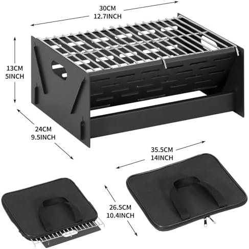 Charcoal Grill Portable Folding with Carry Bag,BBQ Camping Grill Fire Pit - Image 5