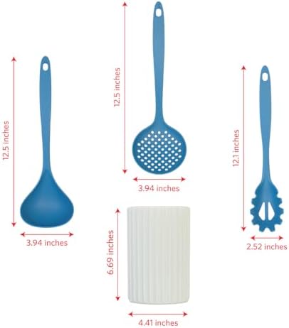 Glad Kitchen Utensils Set, 8pcs - Nonstick Cooking Tools with Utensil Holder - Nylon Spoon, Ladle, Skimmer, Spaghetti Server, and Turner Spatula Set - Dishwasher Safe, Blue - Image 5