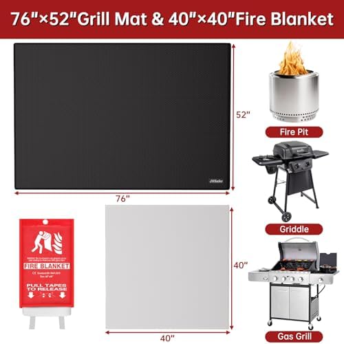 76x52 inch Grill Mat for Blackstone,Fire Pit Mat with Fire Blanket - Image 2