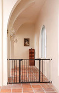 55.98"-58.15" Baby and Pet Safety Gate, 30" Tall Metal Walk-Thru Gate for Doorways & Stairs, Easy One-Hand Open, Dual Lock, Extensions & Wall Mounts Included (Brown, 29"-57" W x 30.5“H) by SafeGo
