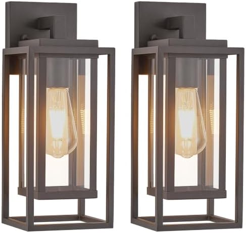 14" Double Cage Outdoor Wall Light, 2Pack Exterior Lantern Sconce by ZMKMOK