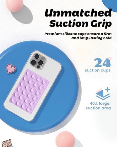 amBand ASMR Stuff Silicone Suction Phone Mount, Stable Hands-Free Sticky Holder for iPhone, Cute Aesthetic Gear for TikTok Influencers & ASMR Content Creator, Lilac Purple - Image 4