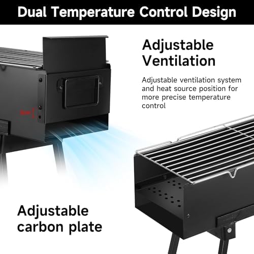 Charcoal Grill, Portable BBQ Grill with Removable Stand & Shelf - Image 6