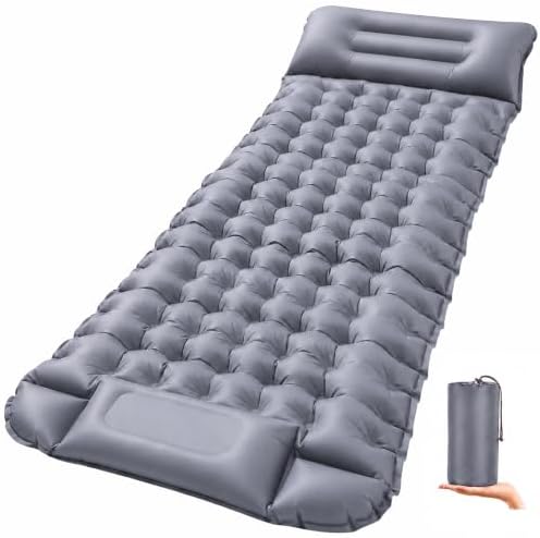 Overmont Ultralight Camping Sleeping Pad with Pillow, Built-in Foot Pump by Overmont