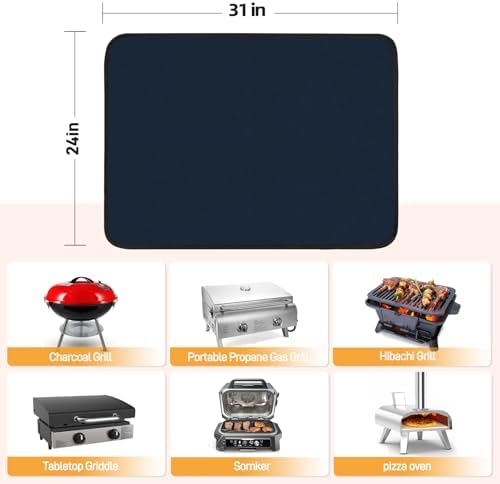Heat Resistant Mats for Countertop fits Tabletop Grill, 31x24x0.04in, Blue - Image 5