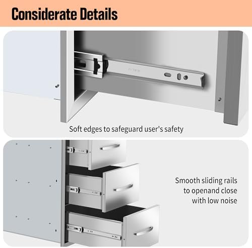 Outdoor Kitchen Drawers 16W x 28H x 20D Inch, Flush Mount Access BBQ Island Drawers for Outdoor Kitchens or Patio Grill Station - Image 5