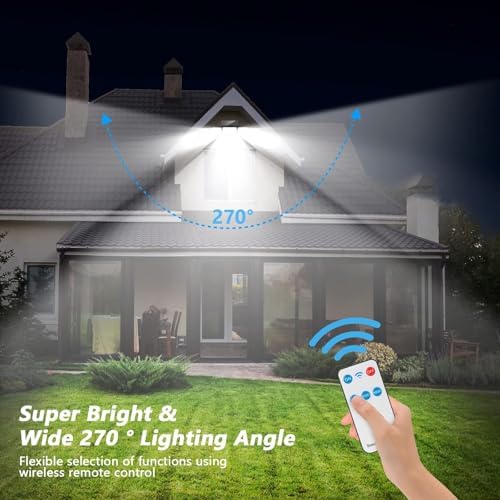 Solar Lights Outdoor, 288 LED 2800LM Motion Sensor Outdoor Light with Remote Control, 4 Heads IP65 Waterproof Solar Flood Security Lights for Outside Patio Wall -4PACK - Image 2