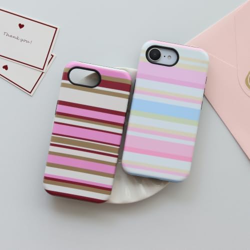 for iPhone 17e Case iPhone 16e Case, Magnetic Matte Frosted Dual-Layer Striped Phone Case for Women, Retro Aesthetic Cover Compatible with MagSafe Accessories - Berry Sage - Image 4