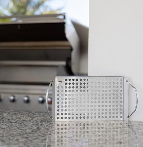 Outset 76631 Stainless Steel Grill Topper Grid, 11"x7" BBQ Pan With Handles - Image 3