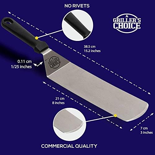 Grillers Choice- Ultimate Griddle Accessories Set- Metal Spatula Set for Flat top Grills, Commercial Heavy Duty Stainless Steel,Flat Top,Hibachi,Grilling- Designed By Chef and BBQ Judge - Image 6