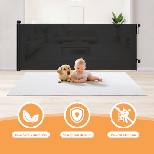 Retractable Baby Gate for Stairs 34" Tall Fits Up to 55" Wide Black - Image 4