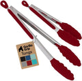 GORILLA GRIP Stainless Steel Kitchen Tongs for Cooking, 2 PK, Red by GorillaGrip