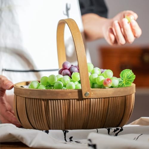 3 Pack Wicker Bread Baskets with Handle, Oval Hand Woven Picnic Basket Set for Storage, 3 Size Handle Wooden Fruit Basket for Storage Vegetable Gift Packing Woven Bin Kitchen Cabinet Organizer - Image 7