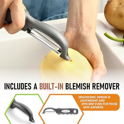 Spring Chef Swivel Potato Peeler for Kitchen with Ergonomic Handle, Gray - Image 5