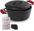 Cuisinel Cast Iron Dutch Oven - 7-Quart Deep Pot + Lid + Pan Scraper + Handle Covers - Large Pre-Seasoned Cooker for Baking Bread, Soup, Frying - Indoor/Outdoor Kitchen, Camping, Fire, BBQ Safe by Cuisinel