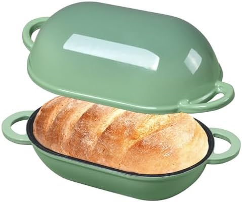 2.5 QT Enameled Cast Iron Sourdough Bread Oven, Loaf Pan with Lid by NSIRONS