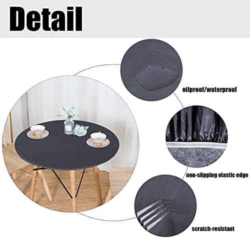 LUSHVIDA Round Tablecloth, Fitted Table Cloth for 45"-56" Tables, Grey - Image 3