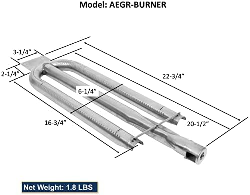 GSW AEGR-Burner 22-3/4” x 6-1/4” U-Shaped Stainless Steel Tube Burner (24,000 BTU) for AEGR Series Commercial Countertop Griddles - Image 2