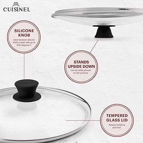 Cuisinel Cast Iron Skillet with Lid - 10"-Inch Pre-Seasoned Frying Pan + Glass Cover + Heat-Resistant Handle Holder - Indoor/Outdoor Use - Grill, Stove, Camp Firepit, Induction - Oven Safe Cookware - Image 3