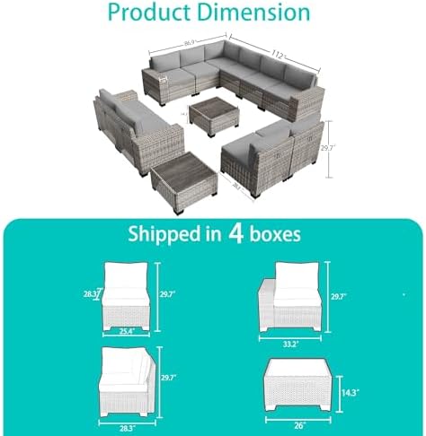 Outdoor Patio Furniture Set PE Wicker Rattan Outdoor Sectional Sofa - Image 6