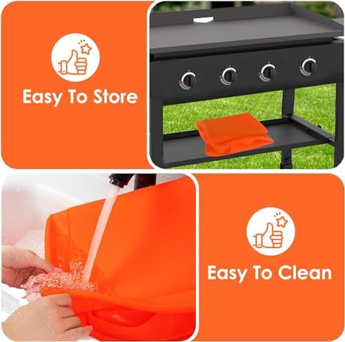 17" Upgraded Extra-Thick Silicone Griddle Mat for Blackstone 17 Inch Grill, Full-Wrap High Lip, Anti-Slip Grip-Fit, Food-Grade Protection Grill Cover to Keep Dirt/Pest Off & Help Reduce Rust - Image 5
