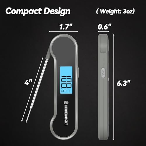 0.5 Sec Instant Read Meat Thermometer Digital for Cooking, Grey - Image 3