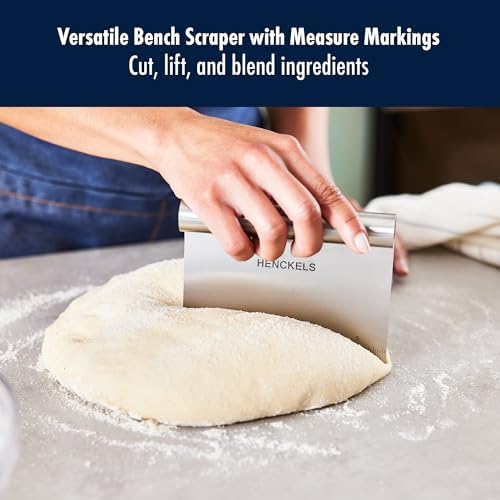 HENCKELS BBQ 2-pc Stainless Steel Pizza Cutter and Bench Scraper Set, Rocking Blade with Safety Guard and Measuring Scraper for Dough, BBQ and Baking - Image 5