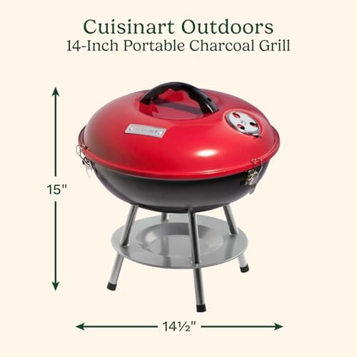Cuisinart Charcoal Grill, Portable Tabletop Design, Locking Lid, 14" - Image 2