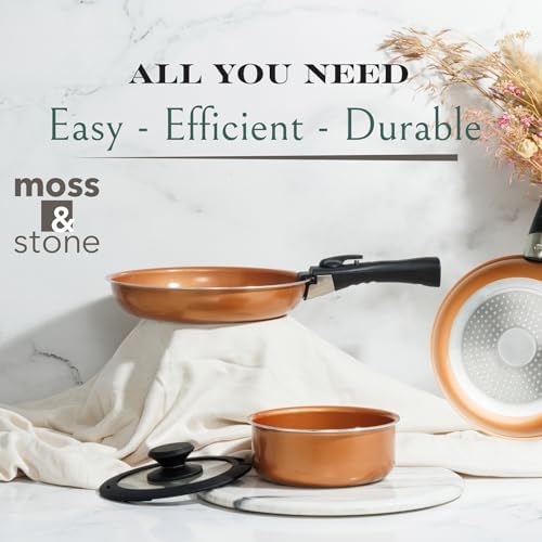 Moss & Stone 7-Piece Nonstick Pots and Pans Set, Removable Handle Cookware - Image 4