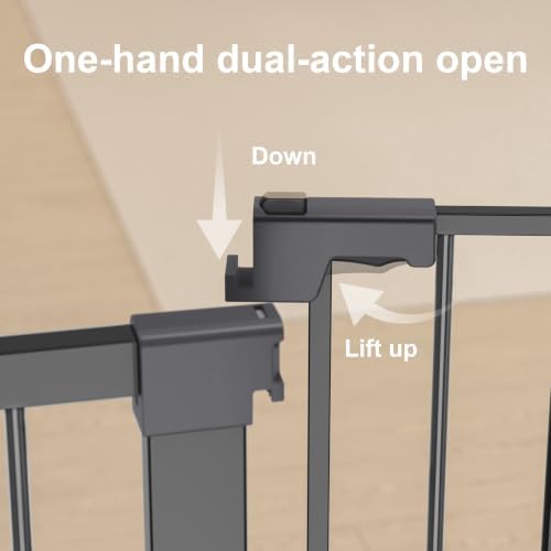 29-42 inches Metal Baby Gate for Stairs/Doorways, 30 inches Tall Pressure Mounted Pet Gates, Auto-Close Child Safety Gate, No Drilling Easy Walk-Through Dog Gate Indoor, Grey - Image 4