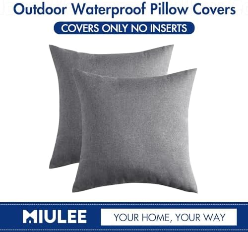 MIULEE Decorative Outdoor Pillow Covers Waterproof 20x20 Light Grey - Image 6
