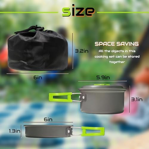 7Pcs Camping Pan Set - Backpack Cookware Pot and Pans Set, Survival Cooking Kit for Hiking, Picnic - Image 2