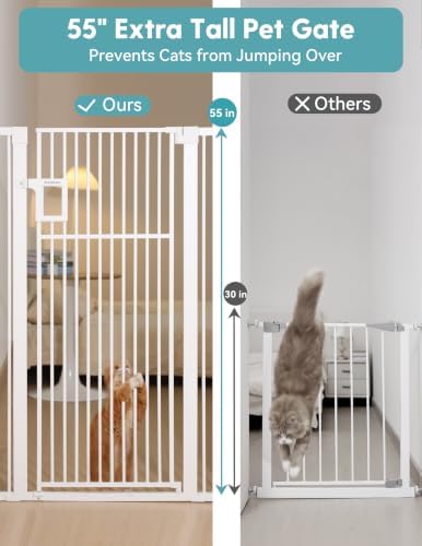 No Pawblems 55" Extra Tall Pet Gate, 29"-43" Wide Dog Gate Indoor, White - Image 2