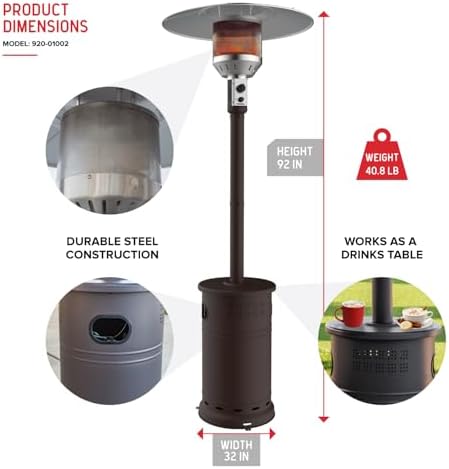 Nexgrill Sundara 92" Propane Patio Heater with 48,000 BTUs & Control Knob - Image 7