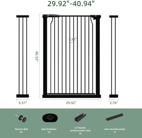 40.5" Tall Baby Gate for Stairs Doorways, 29.9-40.9 in Wide Dog Pet Gates - Image 2