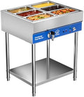 TOPKITCH ETL Listed 6-Pan Commercial Food Warmer, Electric Steam Table, 120V 1700W Stainless Steel Buffet Catering Food Warmer with Undershelf and Workspace, for Restaurant. by TOPKITCH