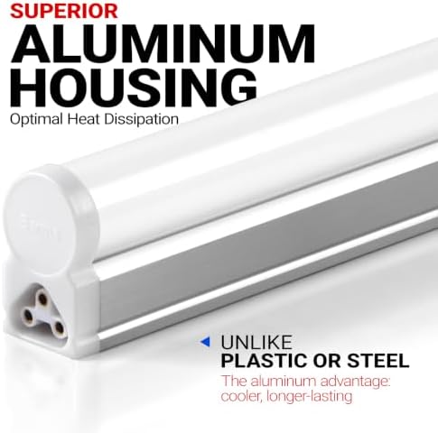 Barrina LED T5 Single Fixture, 4FT 2200lm 4000K Daylight Glow, 20W, 6 Packs - Image 2