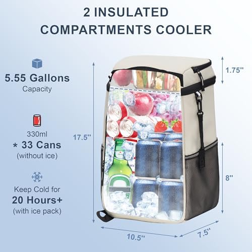 SPARTER Backpack Cooler Insulated 33/49 Can Leakproof Waterproof Bag Beach - Image 2