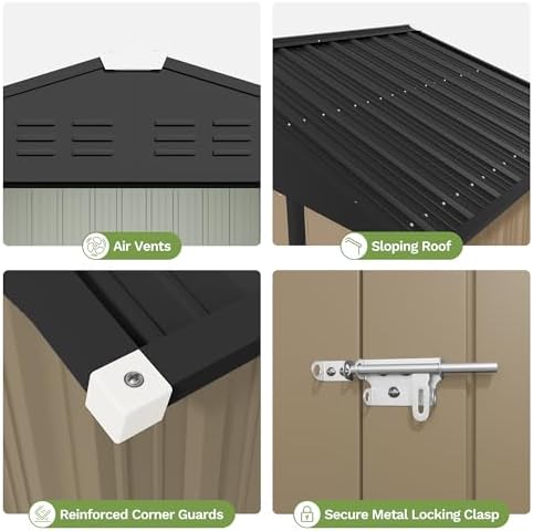 Devoko 6x4 FT Outdoor Storage Shed with Floor Frame, Brown - Image 4
